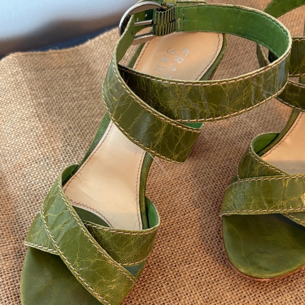 Franco Sarto Green Strappy Heeled Sandals - Picture 10 of 12